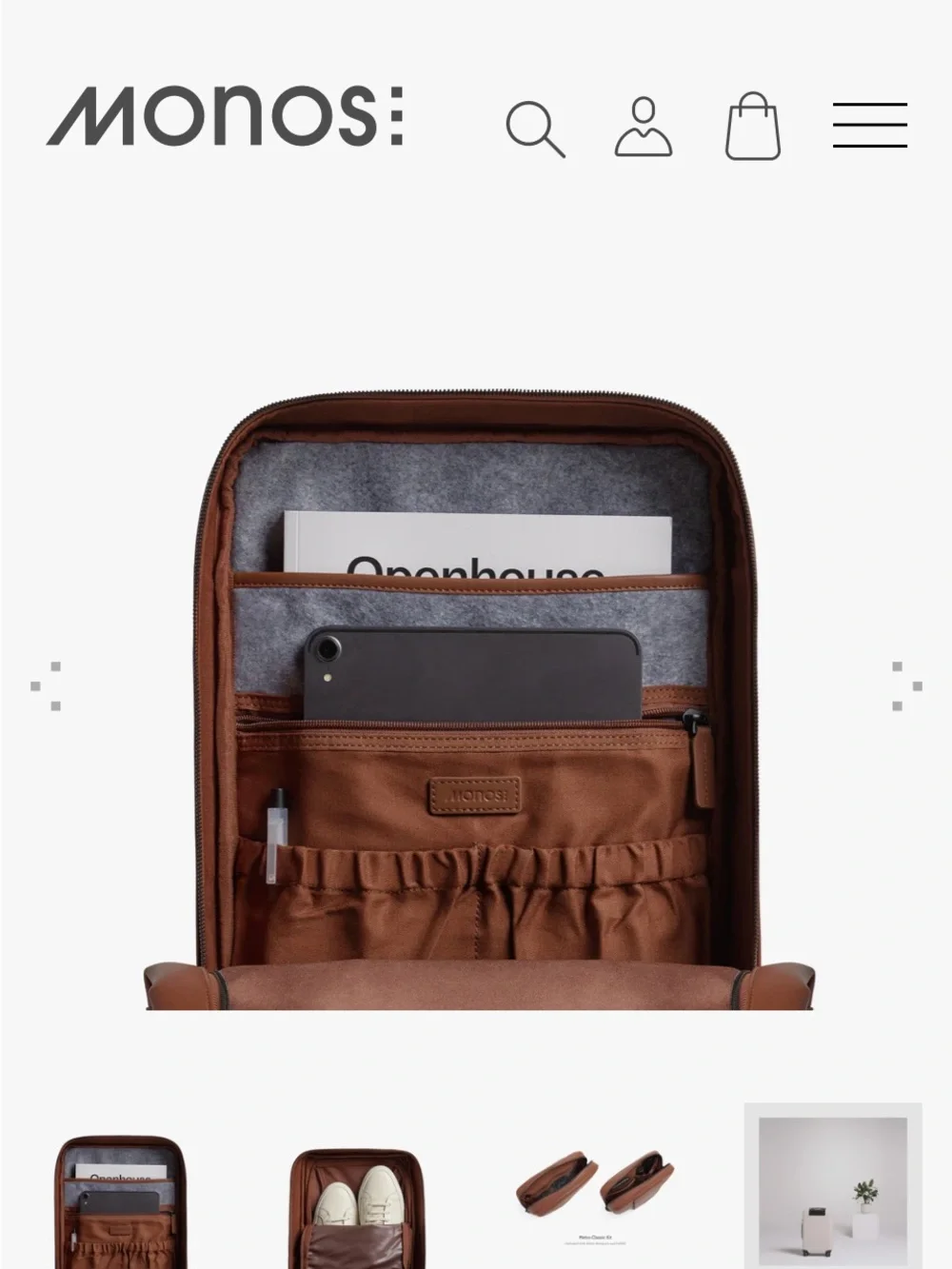 Monos Metro Backpack for Travel in Mahogany Vegan Leather